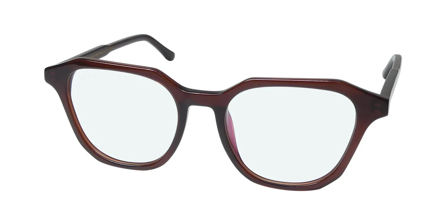 Diff 0318 Allen Blue Light Lens ch Eyeglasses Chestnut Crystal 51mm