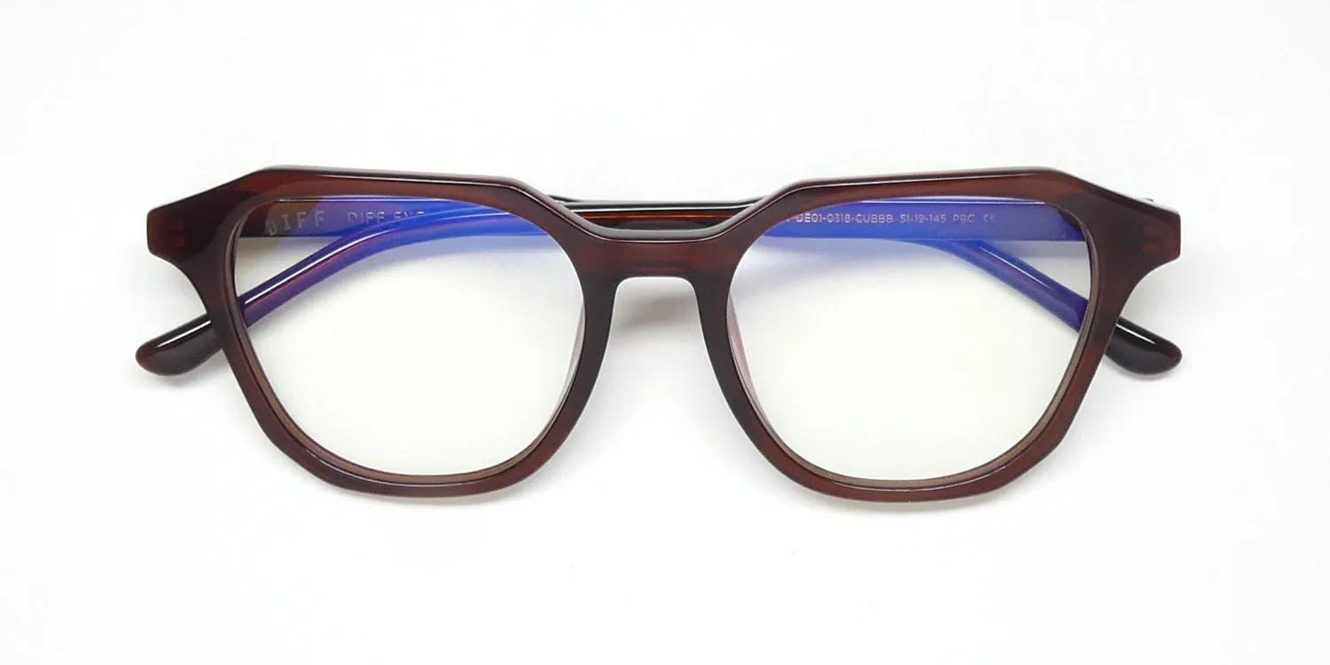 Diff 0318 Allen Blue Light Lens ch Eyeglasses Chestnut Crystal 51mm 2