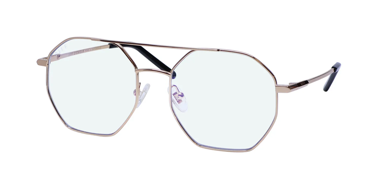 Diff Eastyn Blue Light Lens gd Eyeglasses Gold 54mm