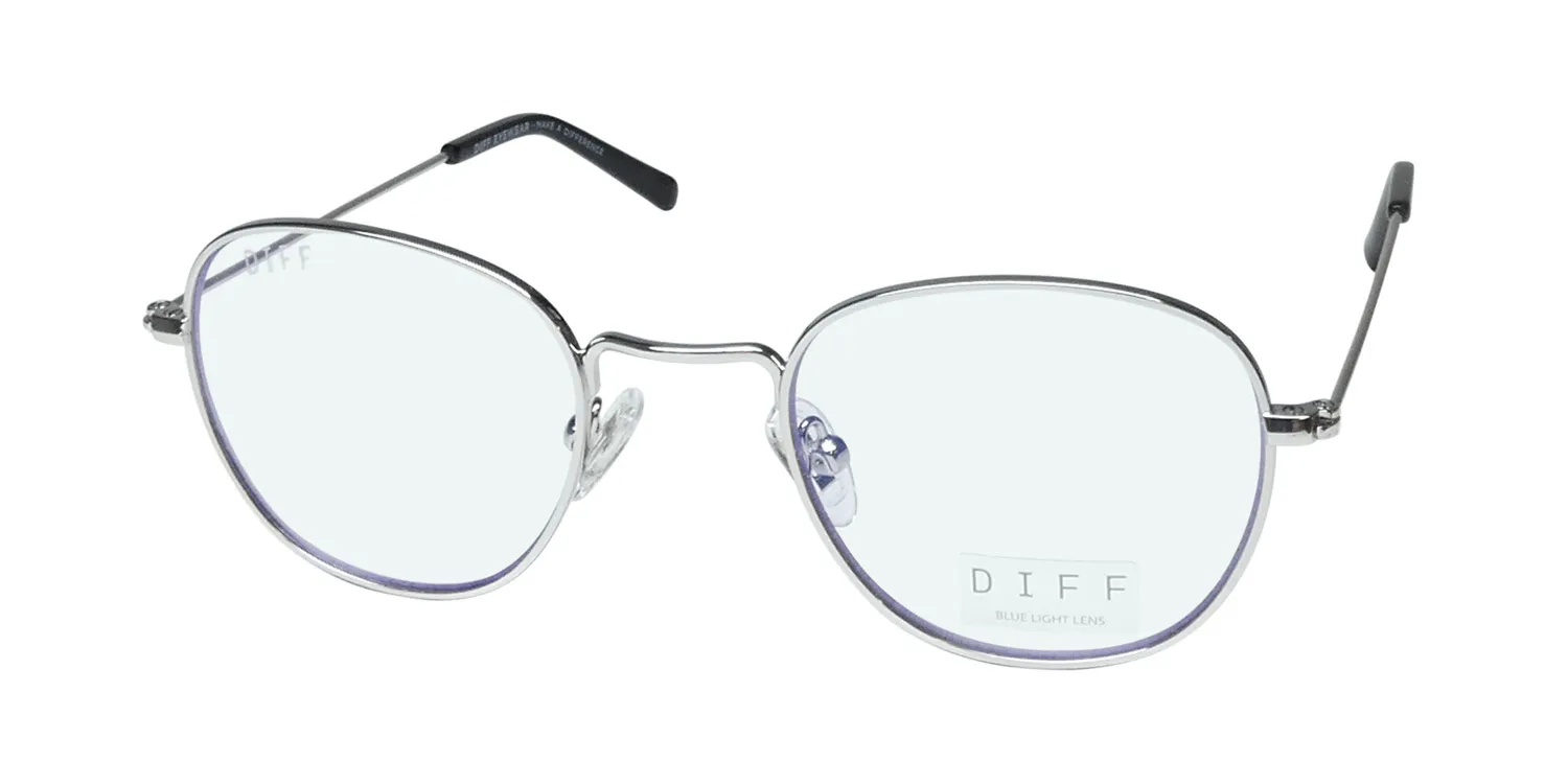 Diff Sage Blue Light Lens sil Eyeglasses Silver 47mm