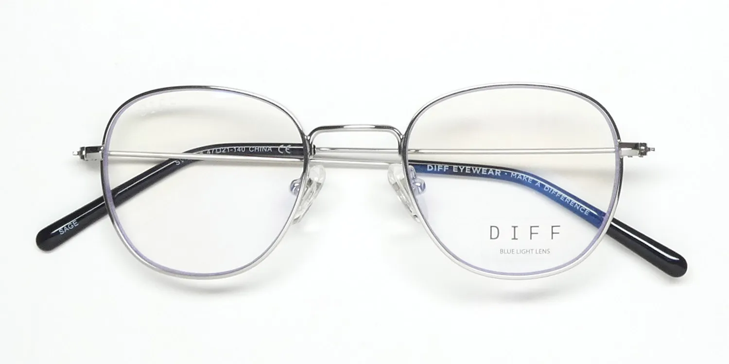 Diff Sage Blue Light Lens sil Eyeglasses Silver 47mm 8