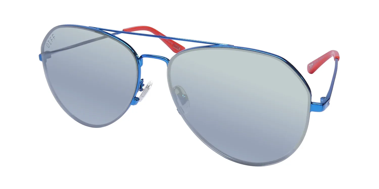 Diff 0476 Captain America 0ble Sunglasses Shiny Blue 61mm