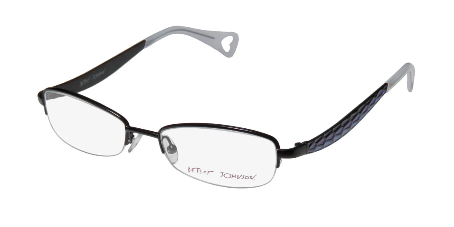 Betsey Johnson Boho Boa raven Eyeglasses Black 50mm Unisex