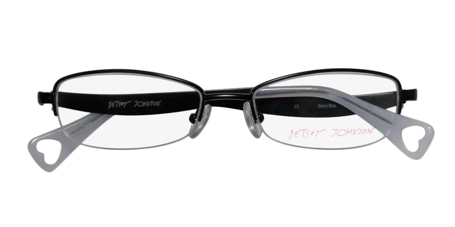 Betsey Johnson Boho Boa raven Eyeglasses Black 50mm Unisex 2