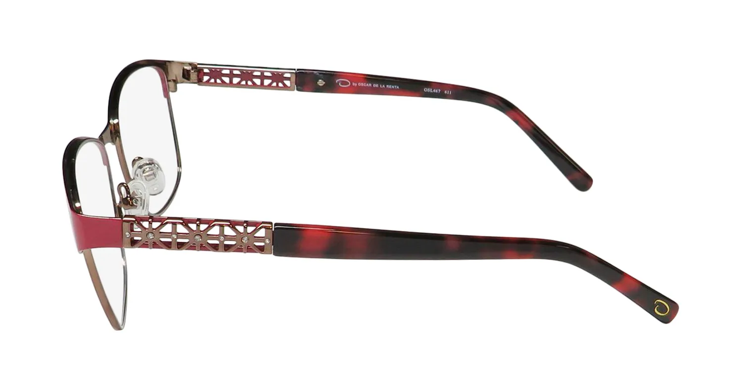 Oscar de la Renta Osl 467 611 Eyeglasses Shiny Red 53mm 4