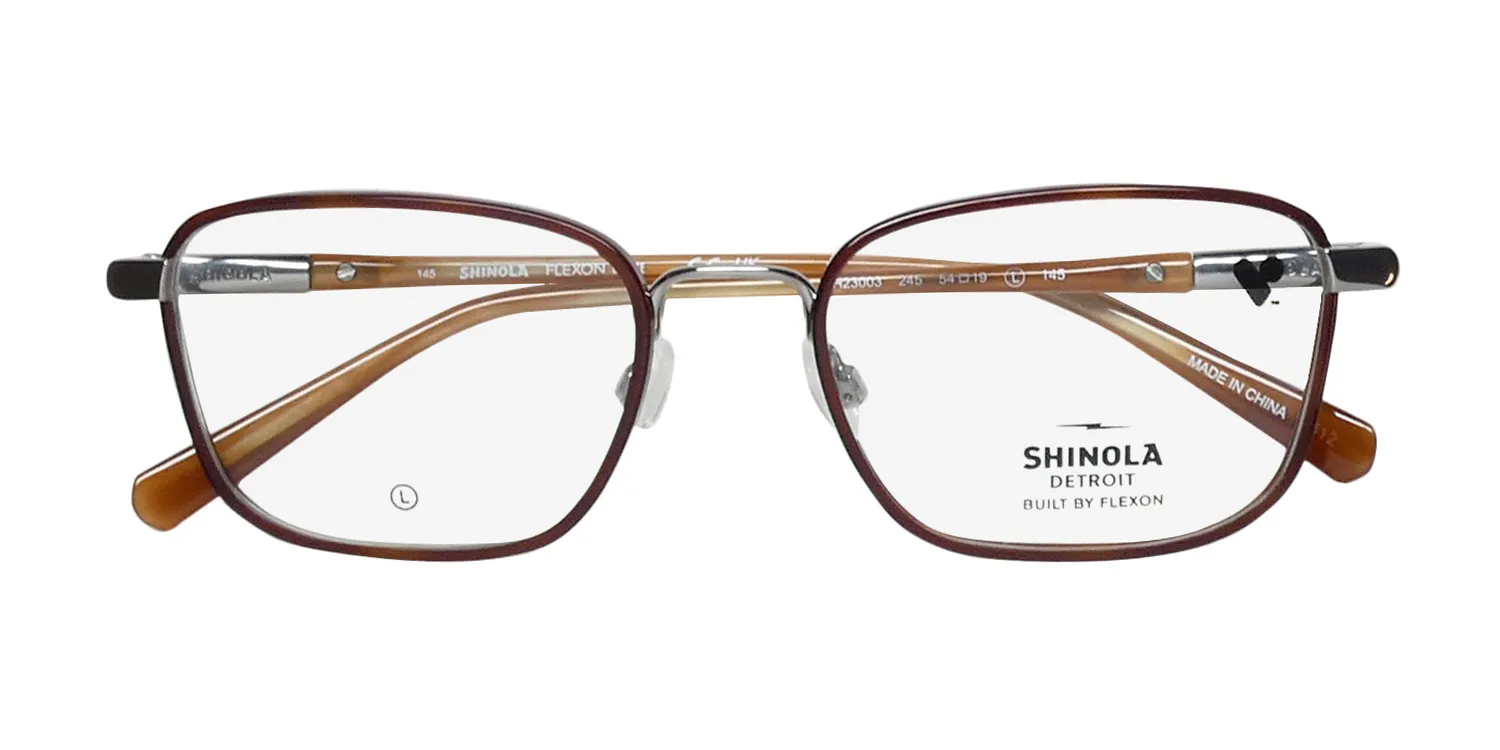Flexon Shinola 23003 245 Eyeglasses Amber Horn 54mm Unisex 2