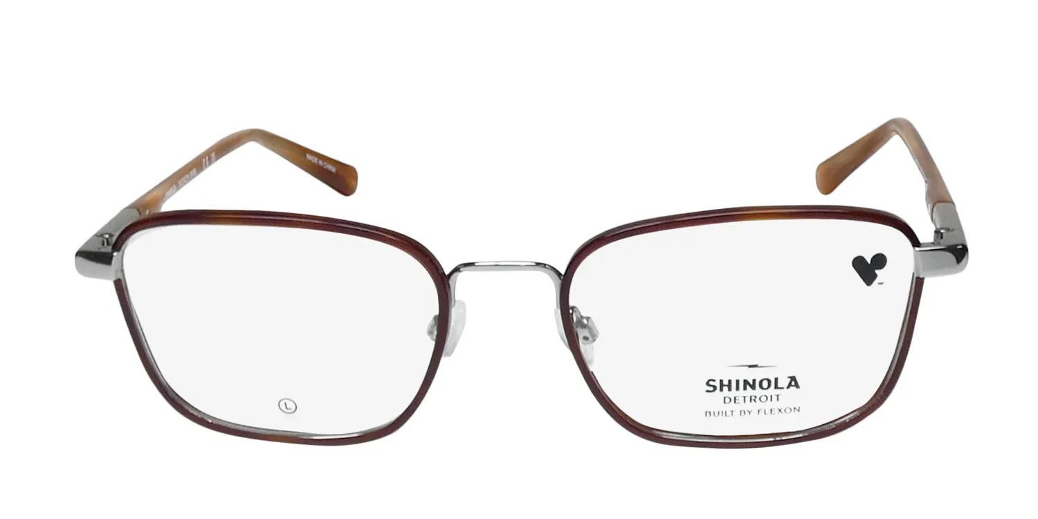 Flexon Shinola 23003 245 Eyeglasses Amber Horn 54mm Unisex 3