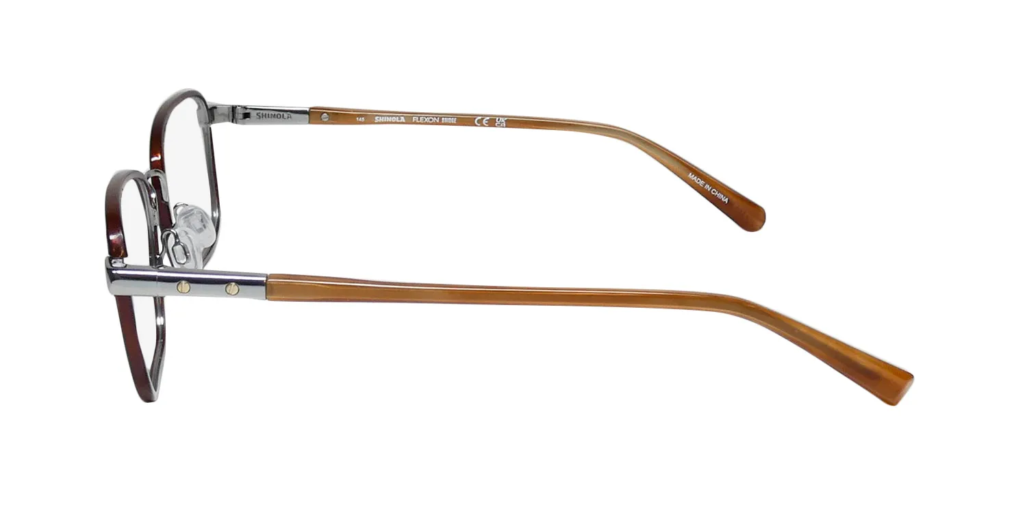 Flexon Shinola 23003 245 Eyeglasses Amber Horn 54mm Unisex 4