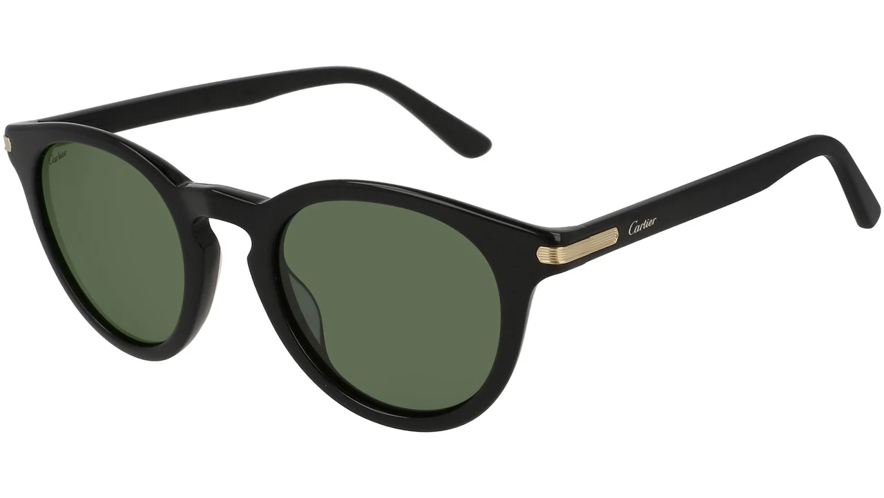 Cartier CT0010S 004 Sunglasses Shiny Black 48mm Unisex