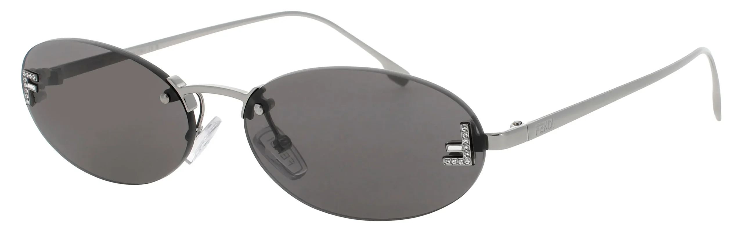 Fendi FE4075US 12A Sunglasses Shiny Dark Ruthenium 54mm Women