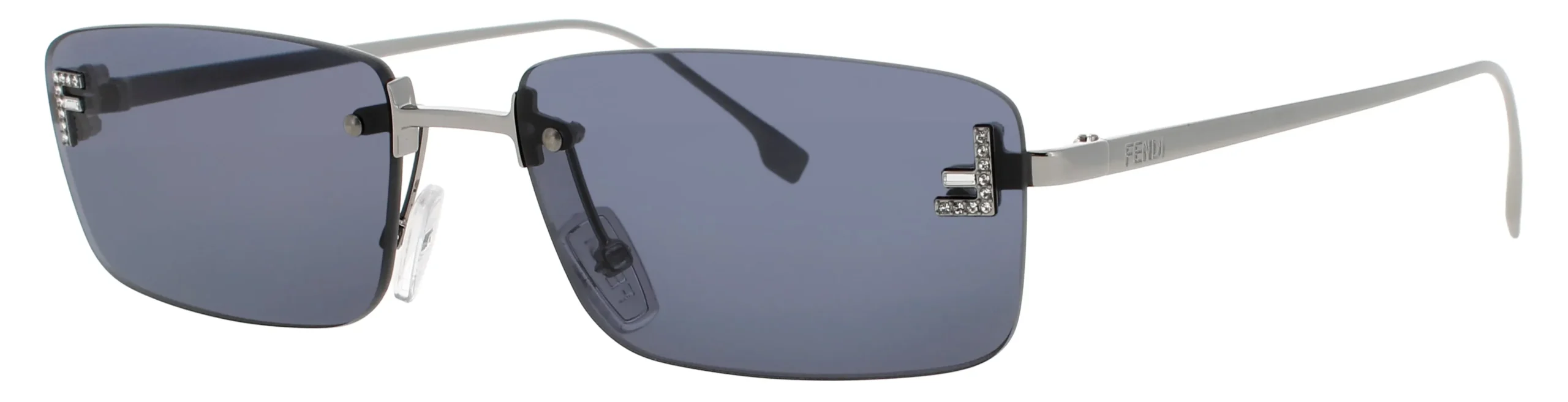 Fendi FE4172US 14V Sunglasses Shiny Light Ruthenium 54mm Unisex