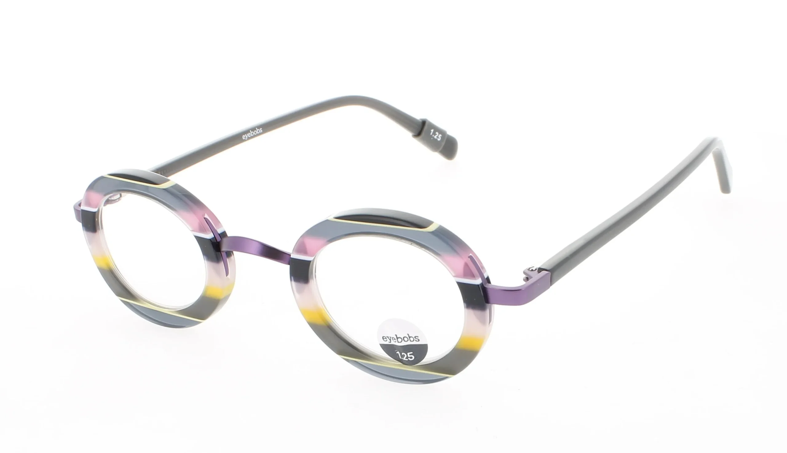 Eyebobs PINHEAD 15 Eyeglasses Pink And Yellow Multi Stripe 35mm Unisex