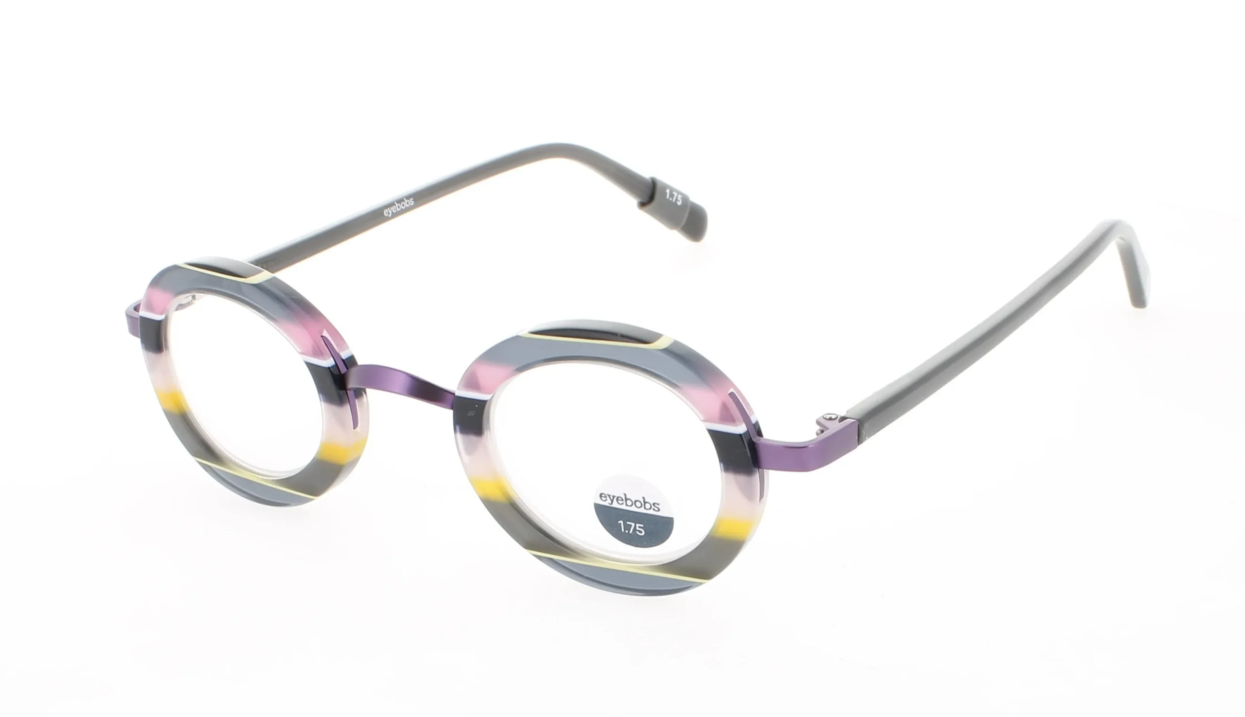 Eyebobs PINHEAD 15 Eyeglasses Pink And Yellow Multi Stripe 35mm Unisex