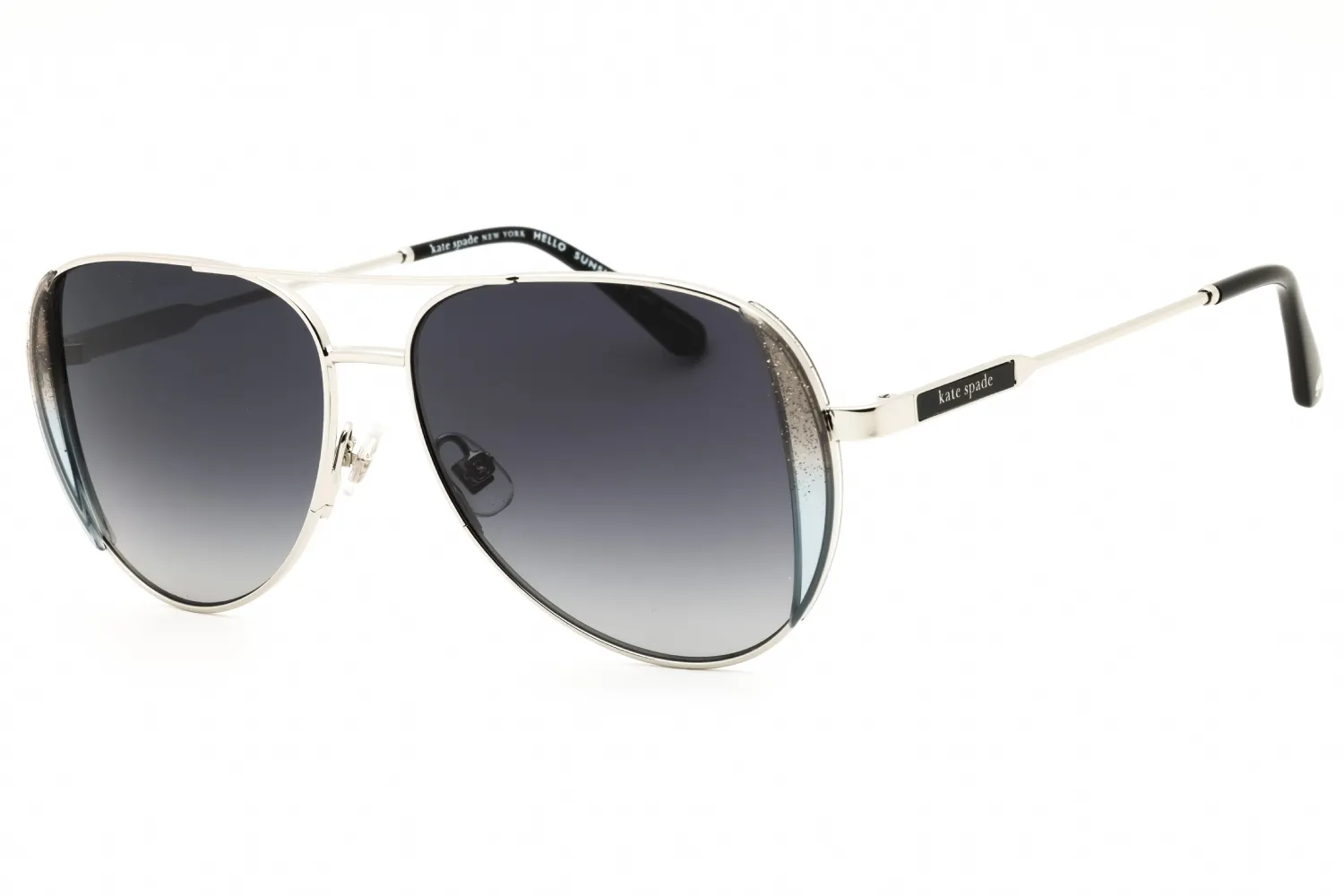 Kate Spade KS NAVY/G/S 0KTV 9O Sunglasses Black Glitter Palladium 53mm Women