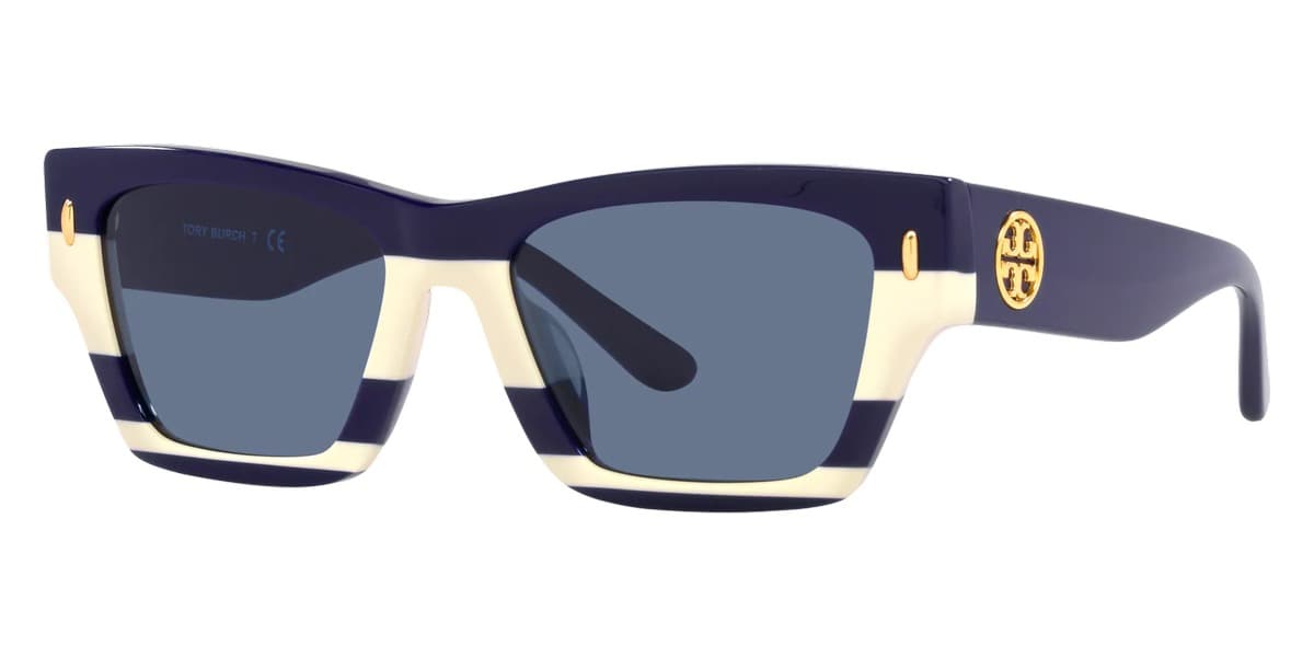 Tory Burch TY7169U 189580 Sunglasses Navy Ivory Stripes 52mm Women
