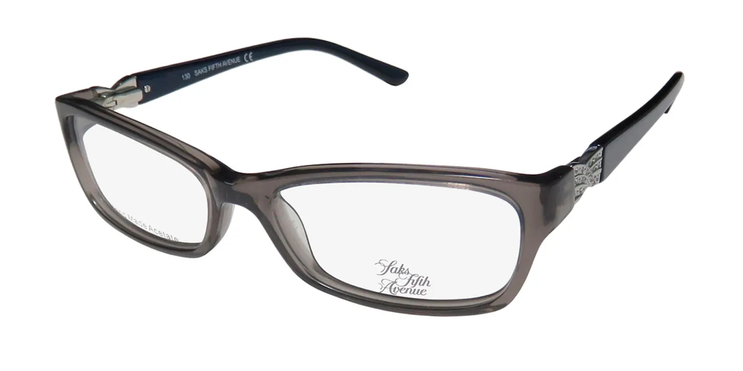 Saks Fifth Avenue 271 0fx8 Eyeglasses Onyx Crystal 51mm Women