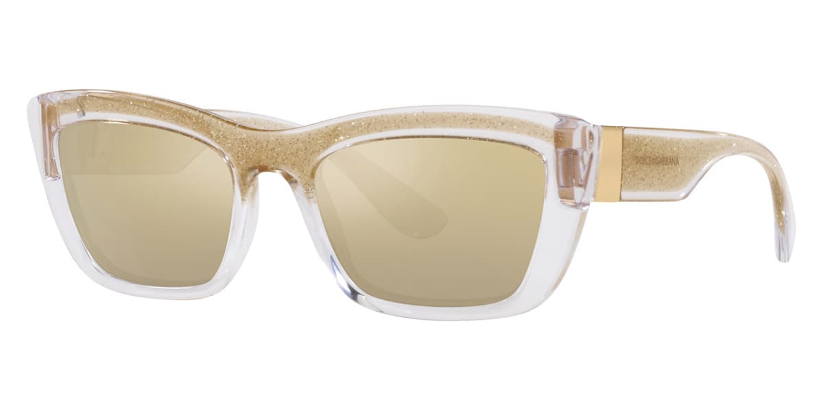 Dolce &amp; Gabbana DG6171 3352V9 Sunglasses Transparent Gold Glitter 54mm Women