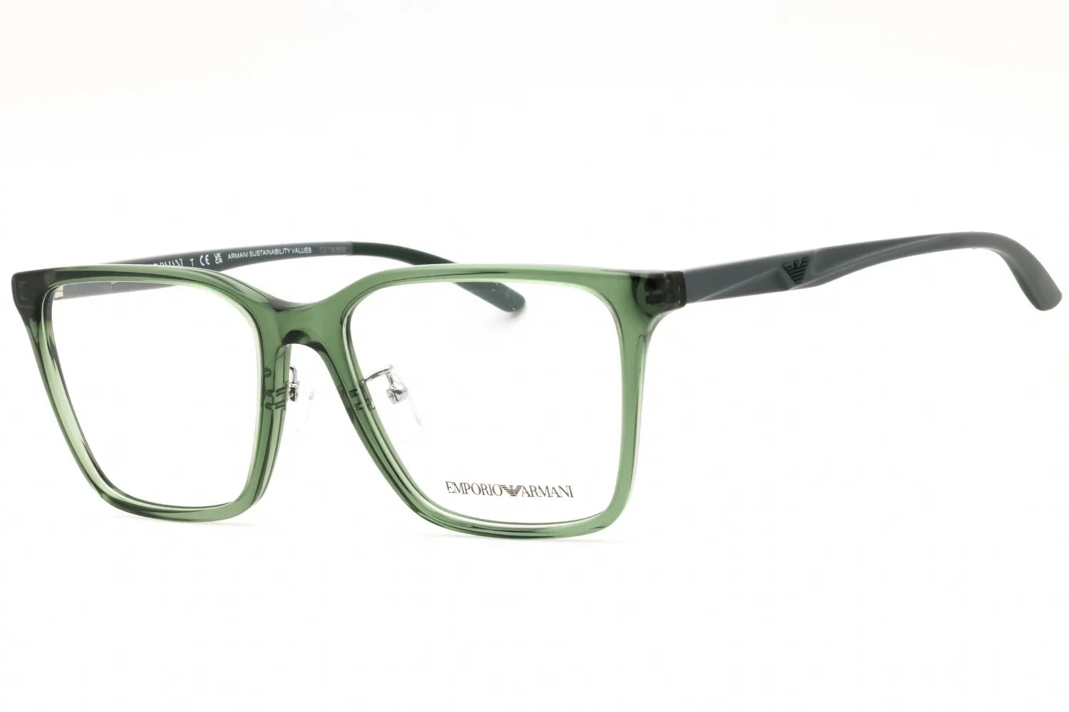 Emporio Armani 0EA3232D 6061 Eyeglasses Shiny Transparent Olive Green 56mm Men