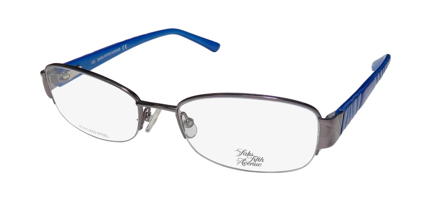 Saks Fifth Avenue 275 0cvl Eyeglasses Dark Ruthenium 53mm Women