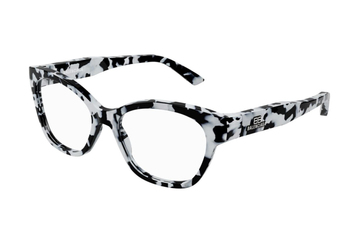 Balenciaga BB0214O 003 Eyeglasses Black/white 52mm Women
