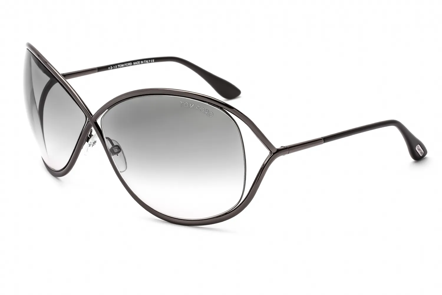 Tom Ford FT0130 08B Sunglasses Shiny Gunmetal 68mm Women