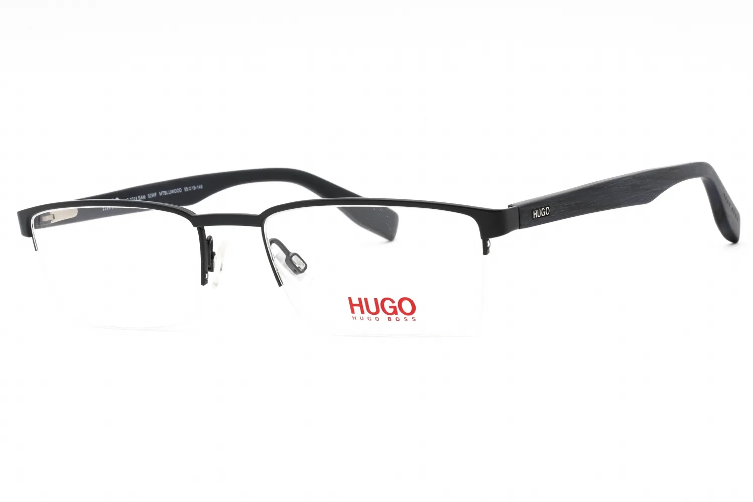 Hugo HG 0324 SAM 02WF 00 Eyeglasses Mt Blue Wood 55mm Men