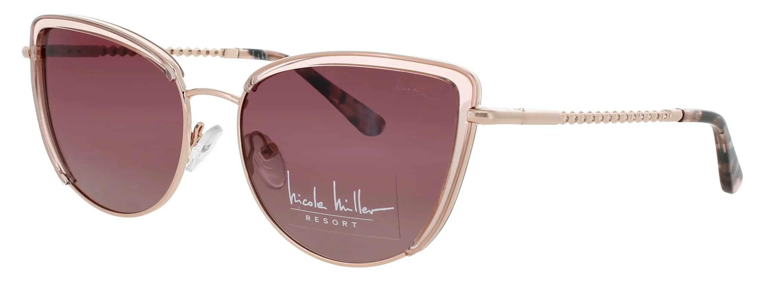 Nicole Miller MONTE CARLO C02 Sunglasses Pink Crystal 54mm Women
