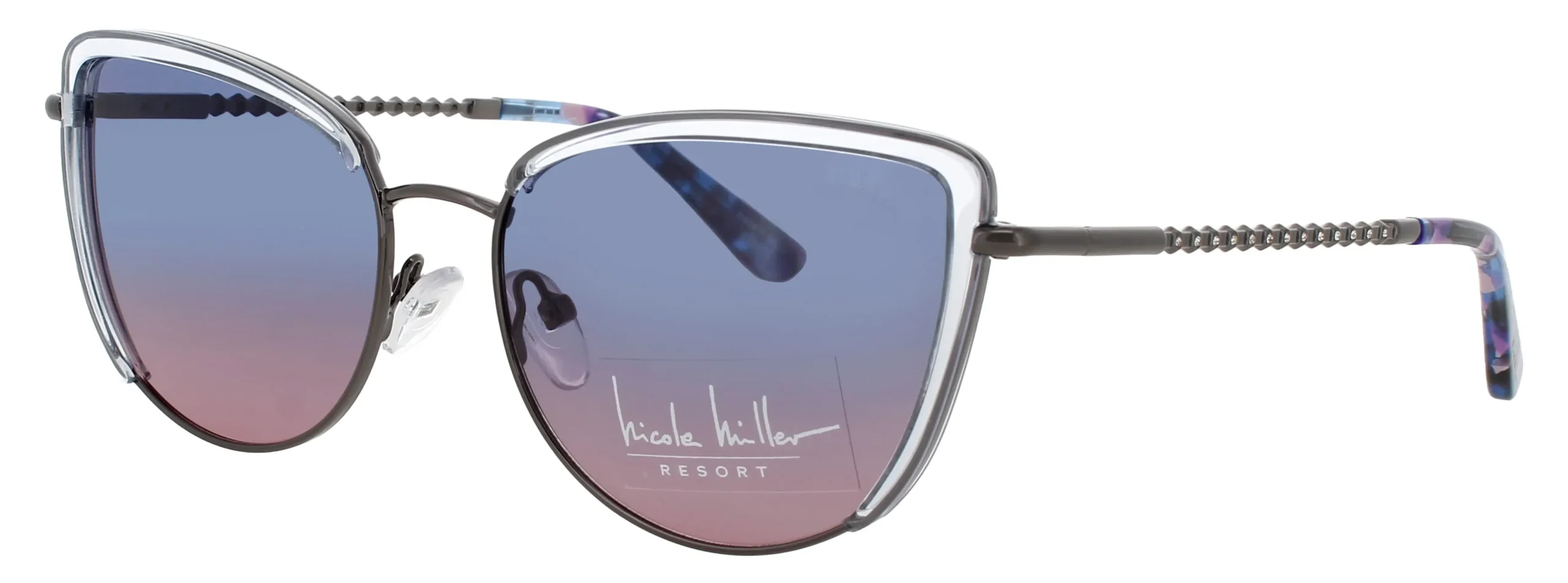 Nicole Miller MONTE CARLO C03 Sunglasses Blue Crystal 54mm Women
