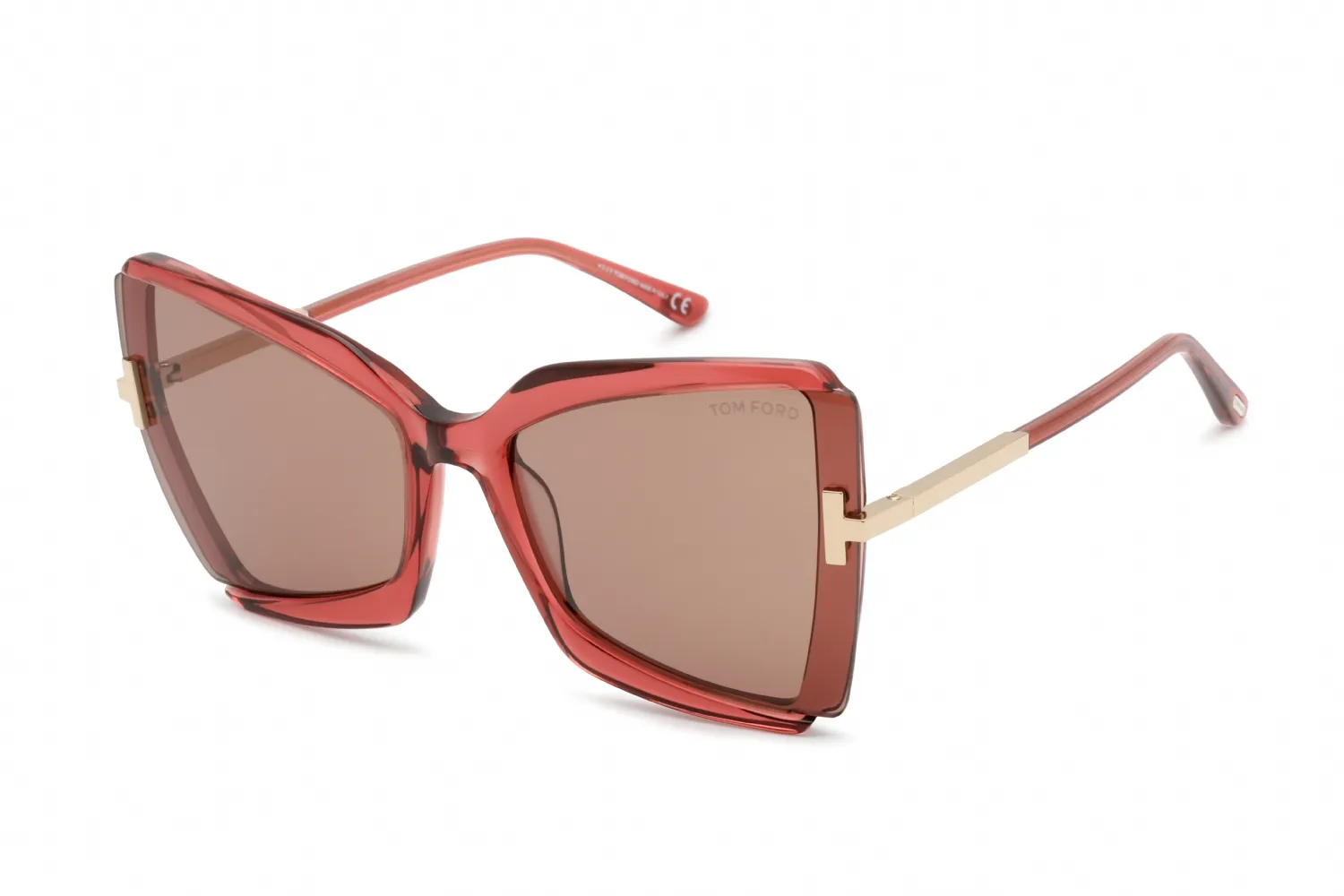 Tom Ford FT0766 72Y Sunglasses Transparent Antique Pink 63mm Women