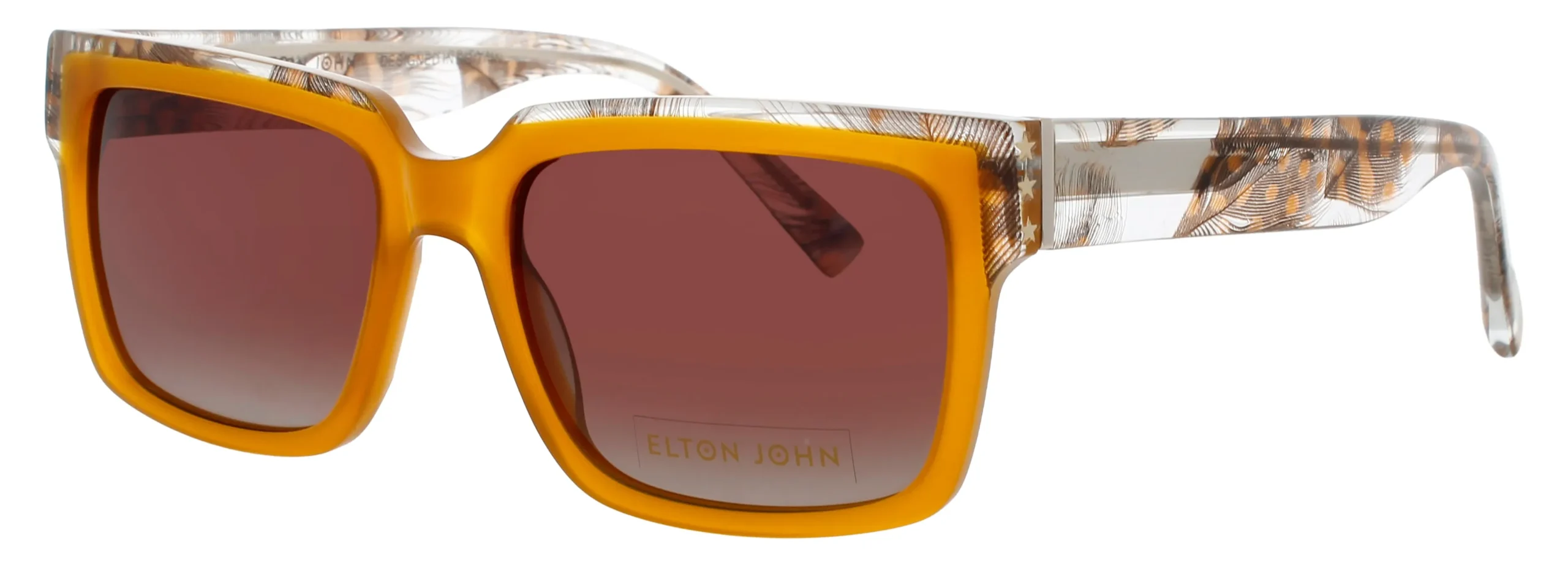 Elton John HONKYCAT AMSKY Sunglasses Amber Feather 54mm Women