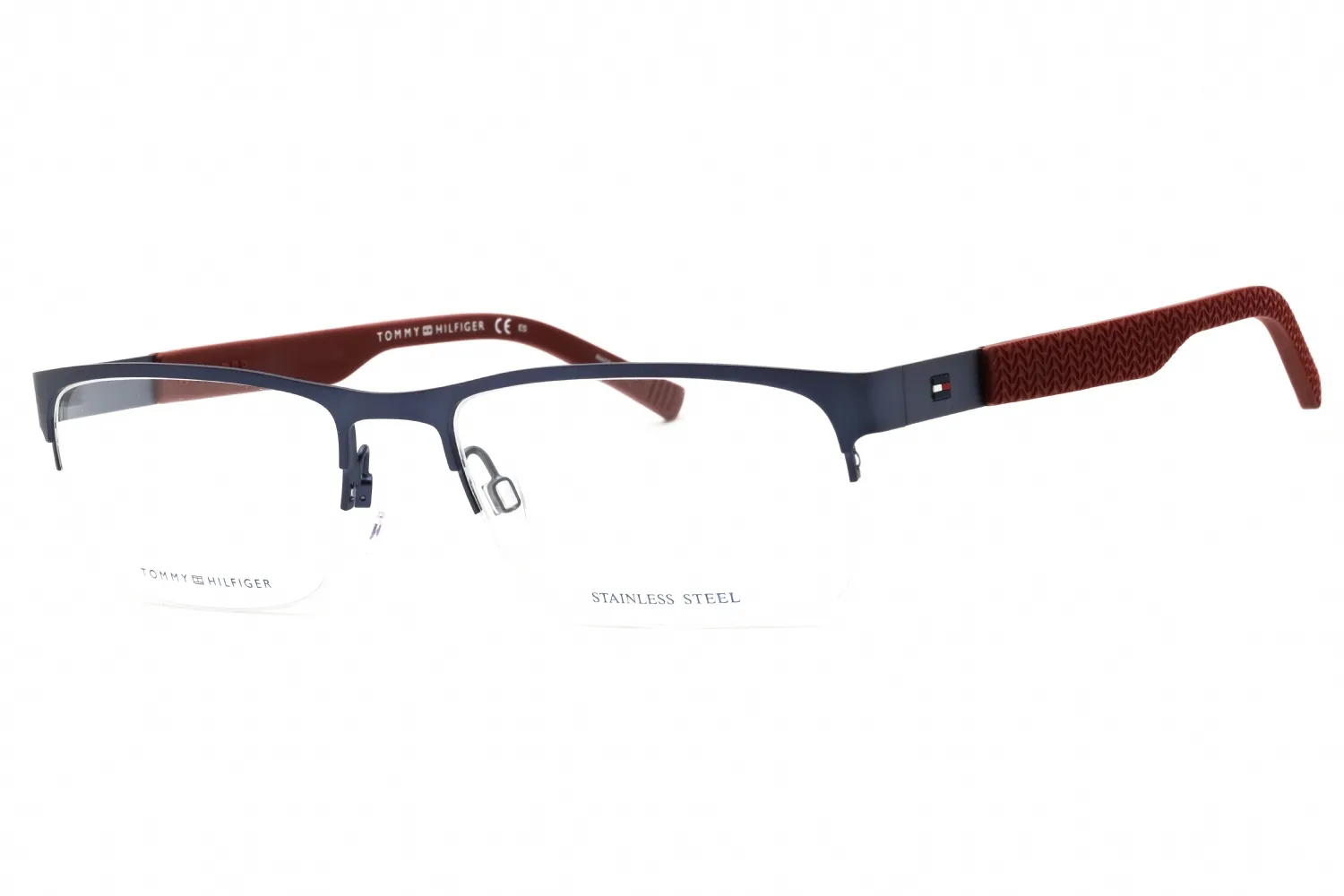 Tommy Hilfiger Th 1447 0LL0 00 Eyeglasses Matte Blue Burgundy 55mm Men