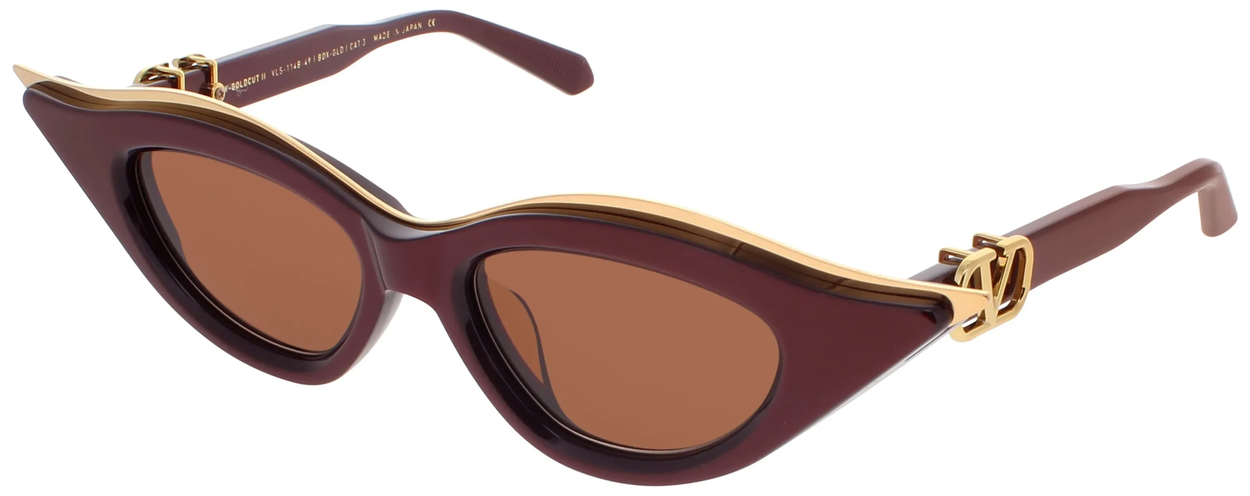 Valentino V-GOLDCUT-II BDX - GLD Sunglasses Bordeaux 49mm Women