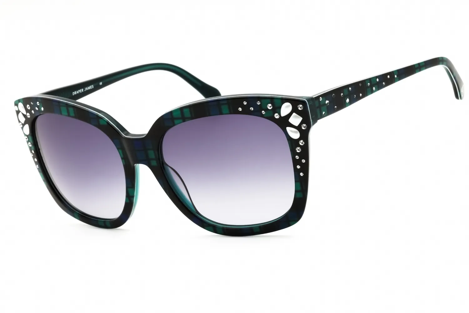 Draper James DJ7013 400 Sunglasses Blue Plaid 55mm Women