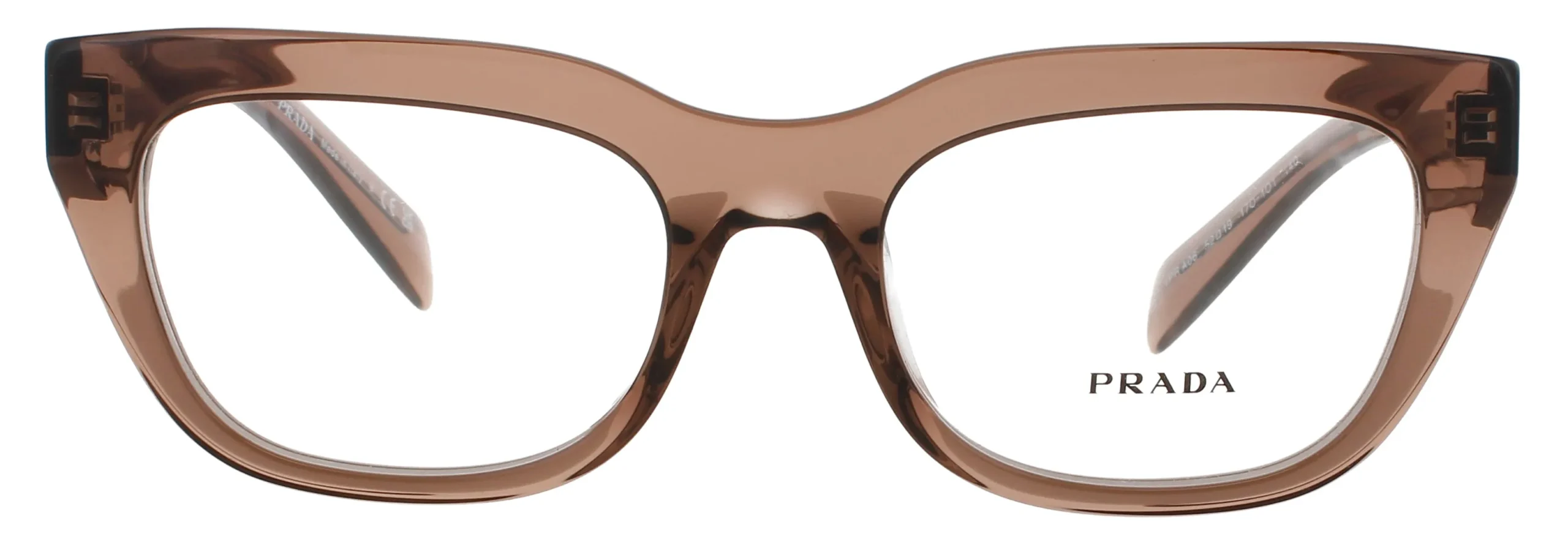 Prada PR A06V 17O1O1 Eyeglasses Transparent Brown 52mm Women 2