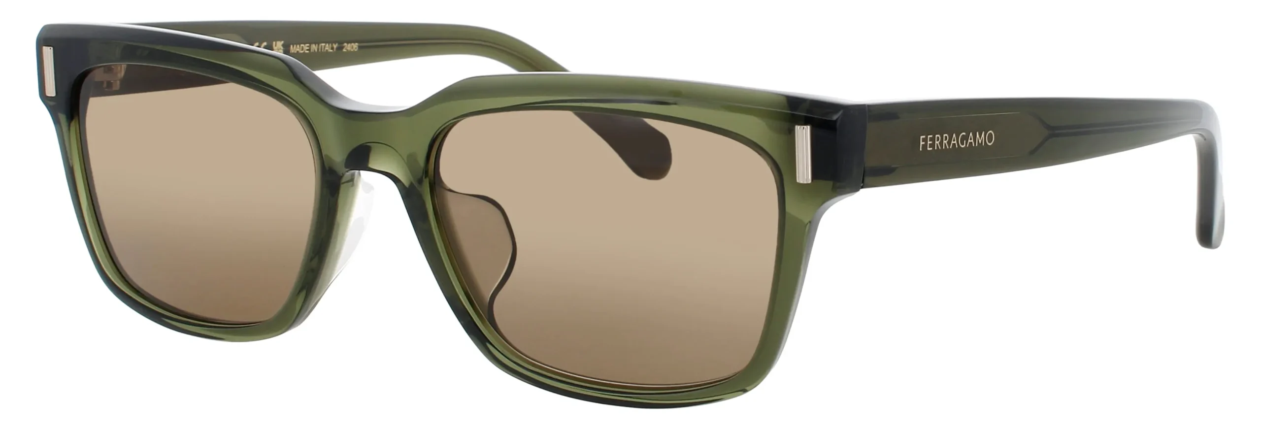 Salvatore Ferragamo SF2043SLB 320 Sunglasses Transparent Green 53mm Men