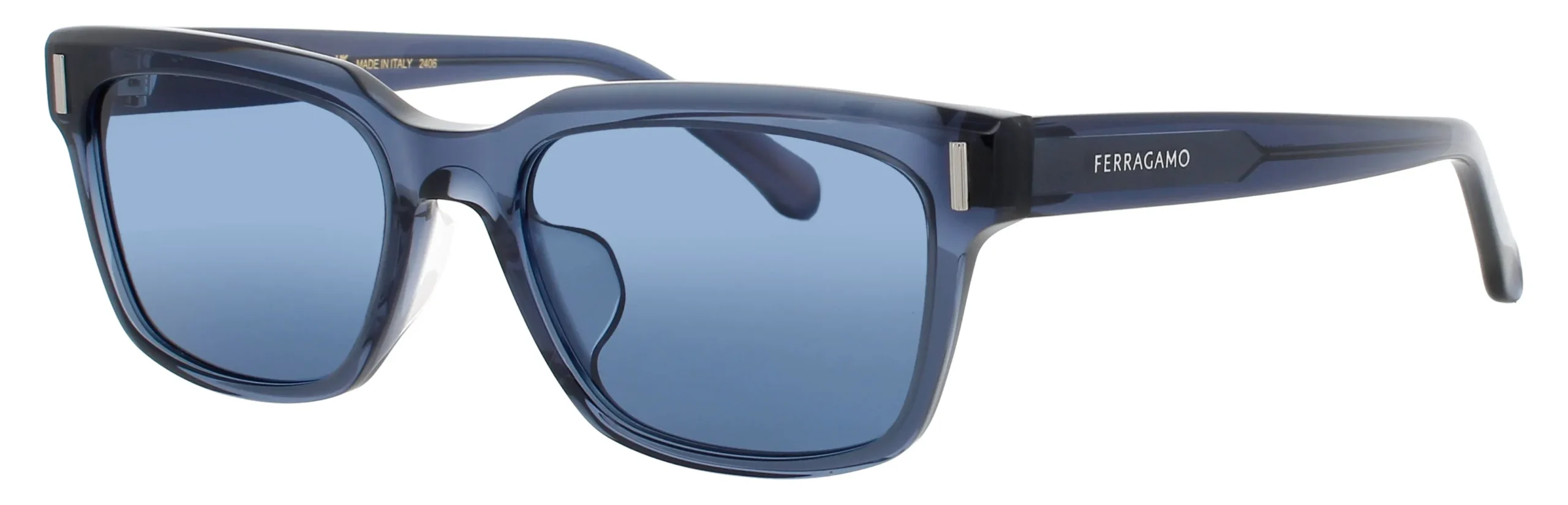 Salvatore Ferragamo SF2043SLB 432 Sunglasses Transparent Blue 53mm Men