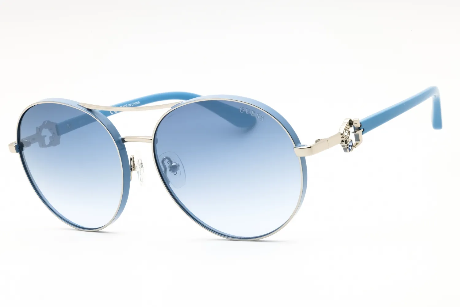 Guess GU7791-S 10W Sunglasses Shiny Light Nickeltin 62mm Women