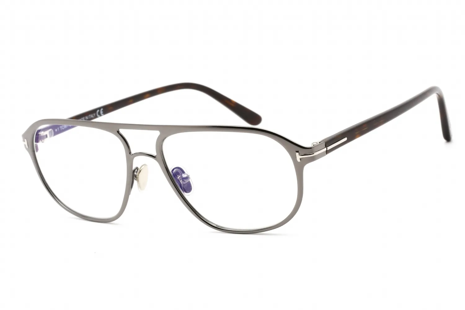Tom Ford FT5751-B 012 Eyeglasses Shiny Dark Ruthenium 55mm Men