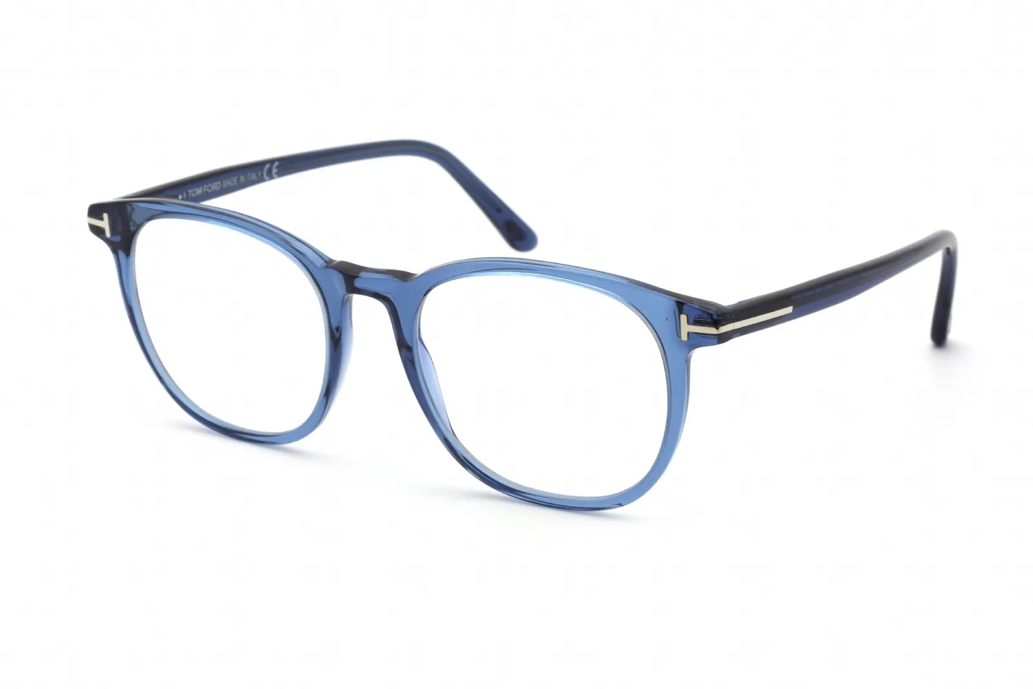 Tom Ford FT5754-B 090 Eyeglasses Shiny Blue 53mm Men
