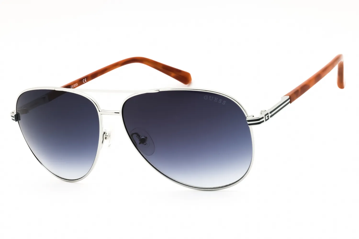 Guess GU00043 10W Sunglasses Shiny Light Nickeltin 62mm Men