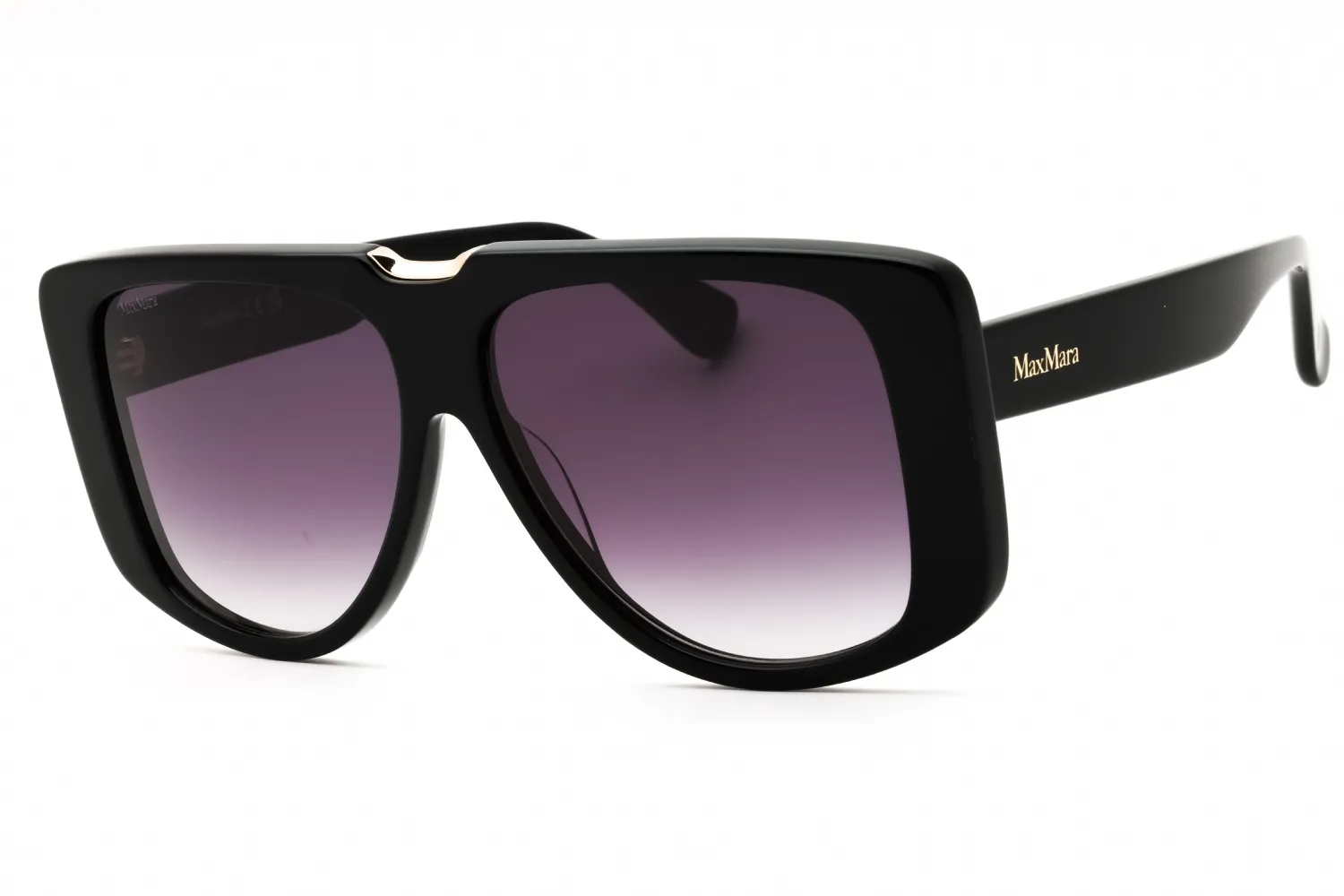 Max Mara MM0075 01B Sunglasses Shiny Black 57mm Women