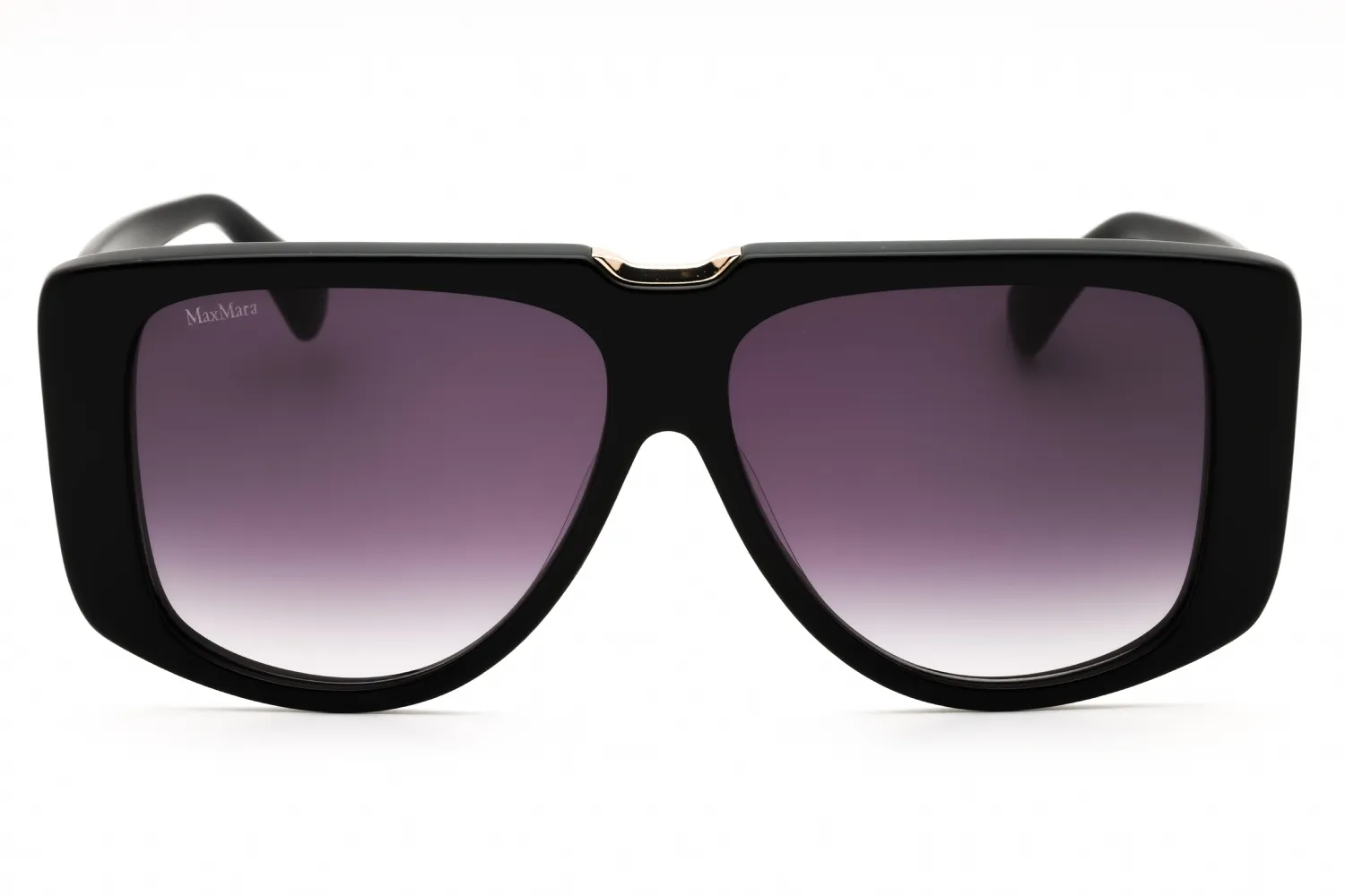 Max Mara MM0075 01B Sunglasses Shiny Black 57mm Women 2