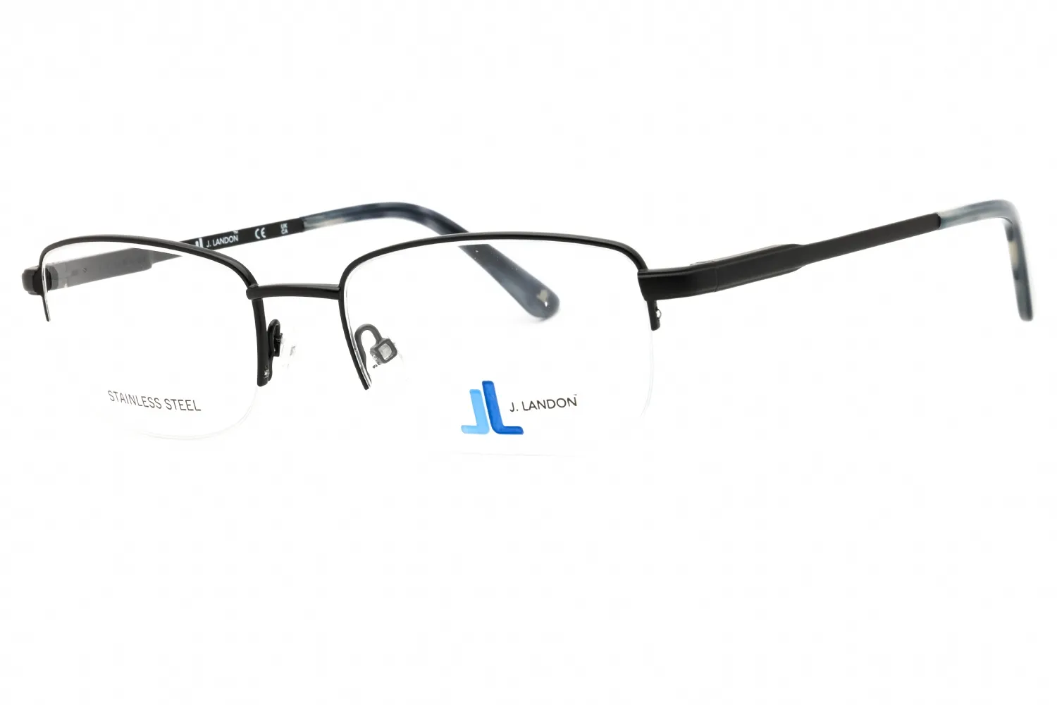 J. Landon JL1001 001 Eyeglasses Shiny Black 54mm Men