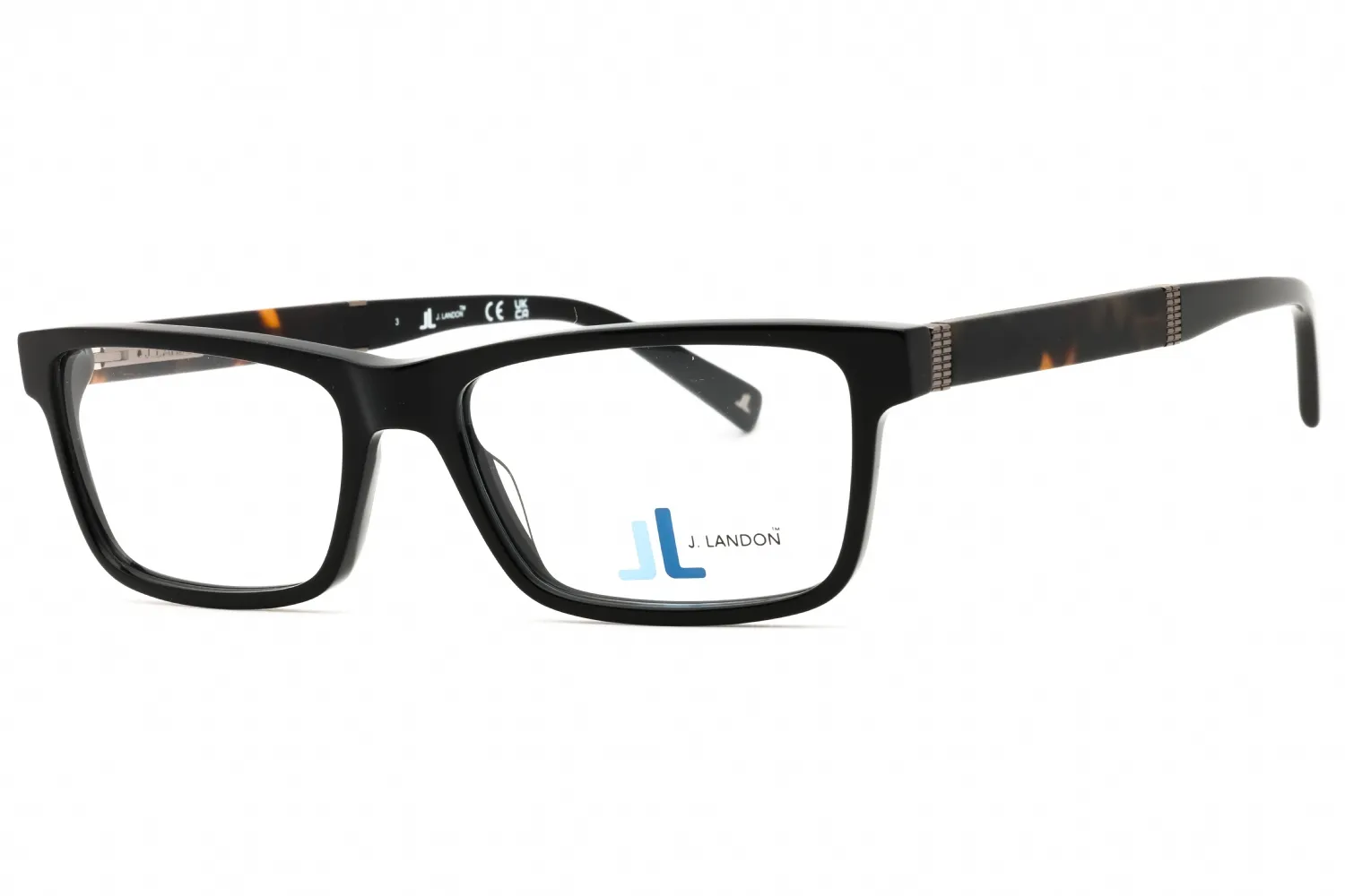 J. Landon JL1012 001 Eyeglasses Shiny Black 53mm Men