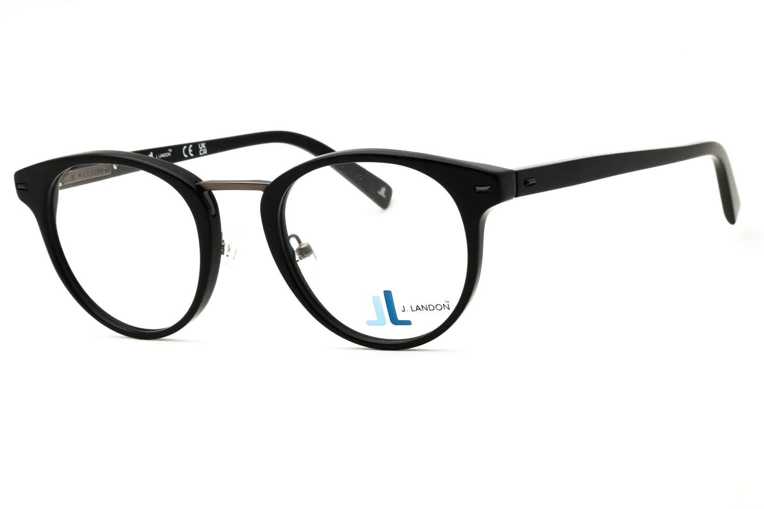 J. Landon JL1017 001 Eyeglasses Shiny Black 49mm Men