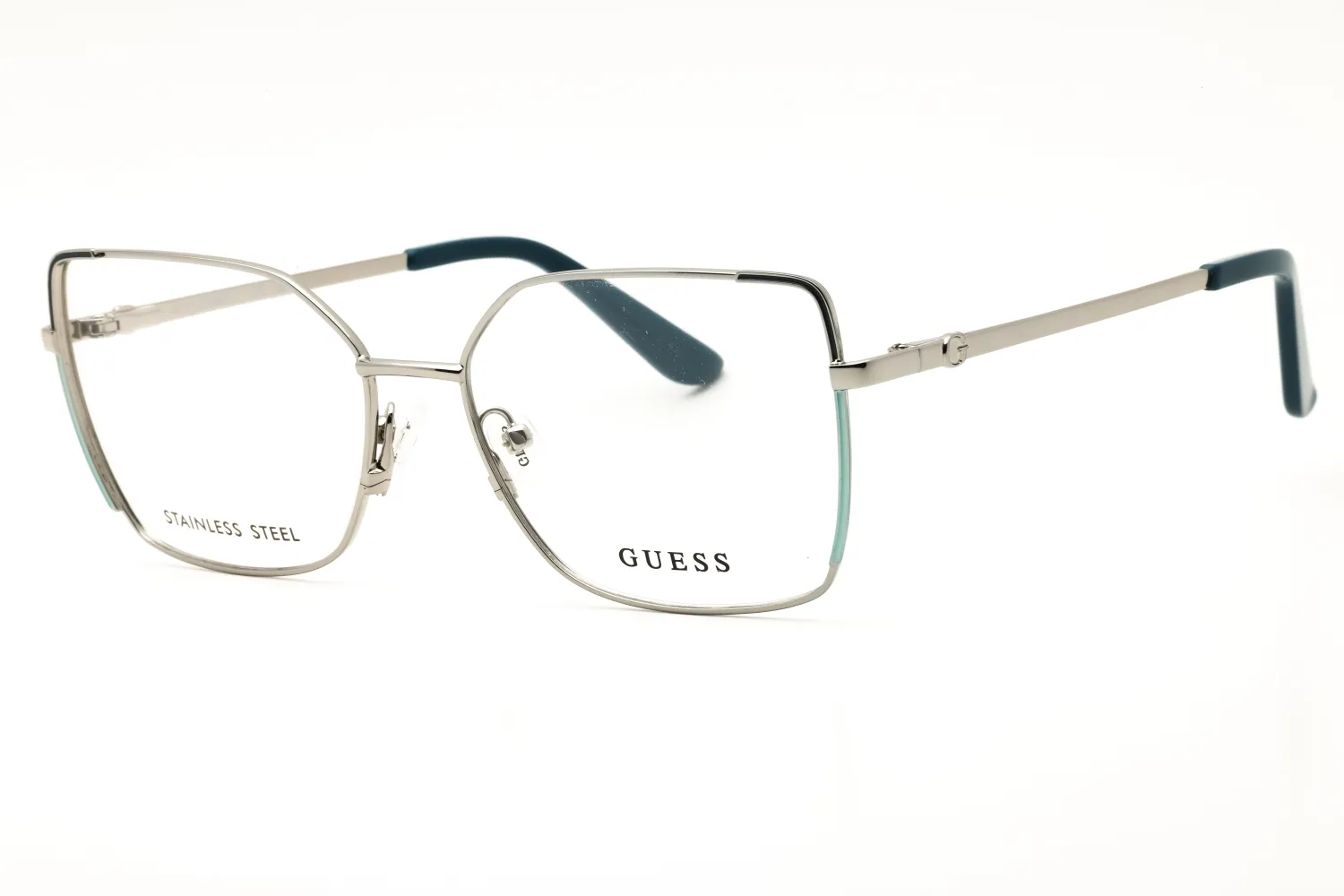 Guess GU50223 010 Eyeglasses Shiny Light Nickeltin 55mm Women
