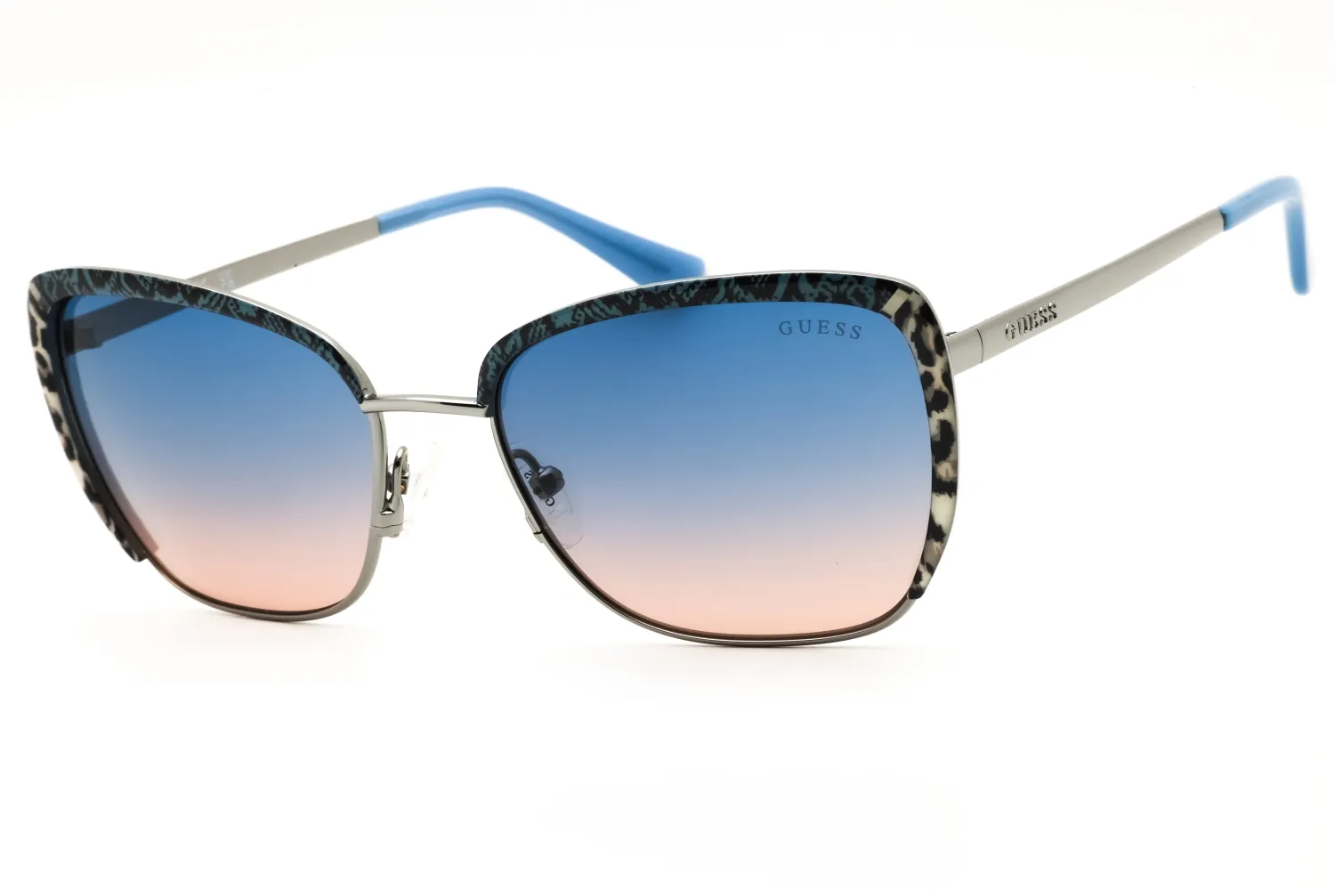 Guess GU00218 10W Sunglasses Shiny Light Nickeltin 57mm Women