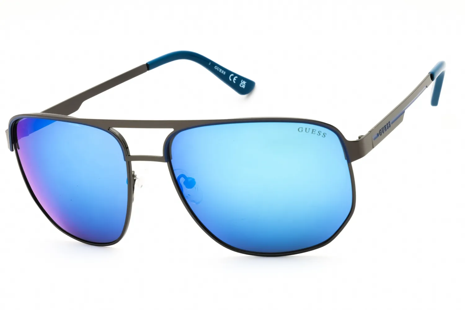Guess Factory GF00061 06X Sunglasses Shiny Dark Nickeltin 61mm Men