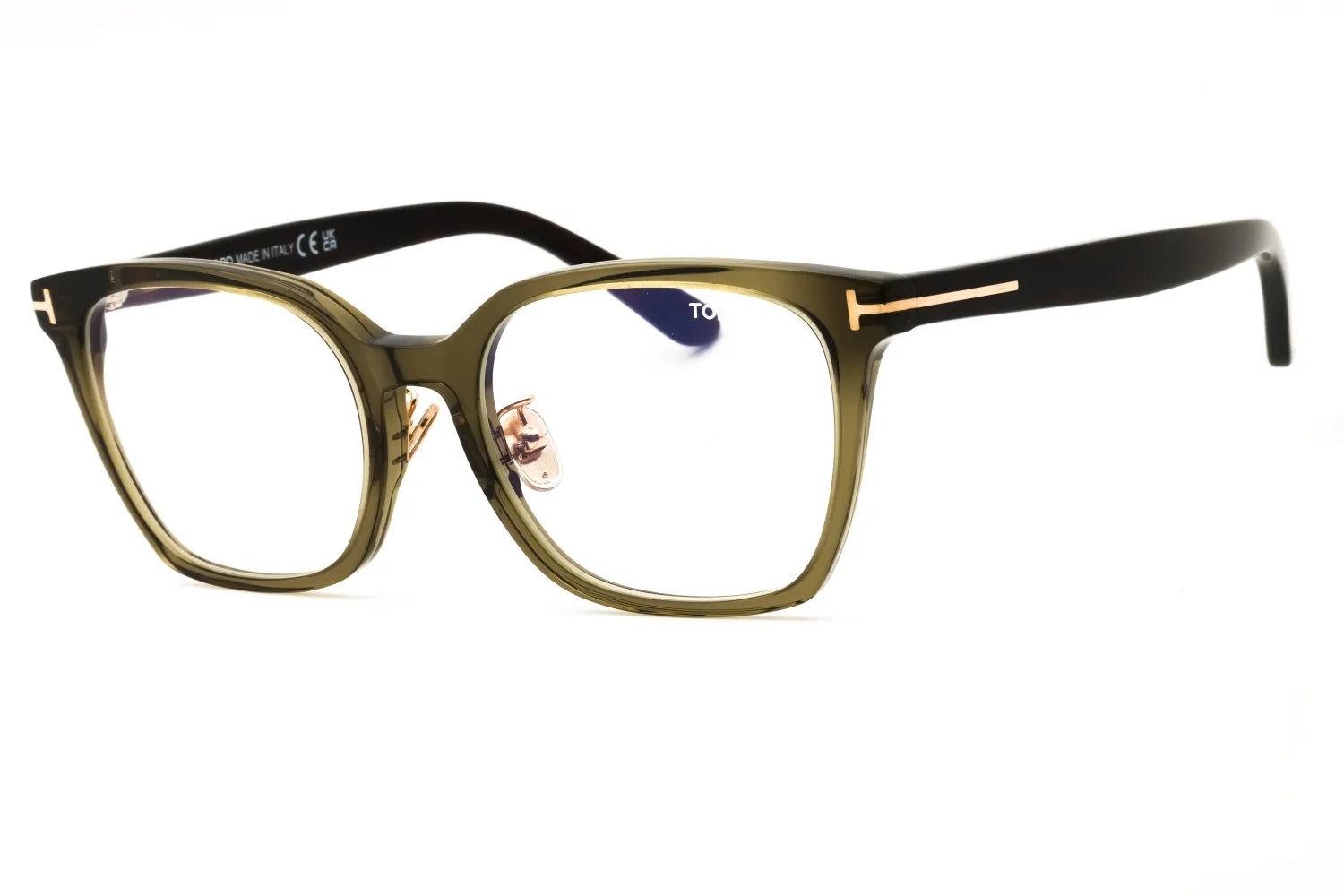 Tom Ford FT6103-D-B 096 Eyeglasses Shiny Dark Green 53mm Women