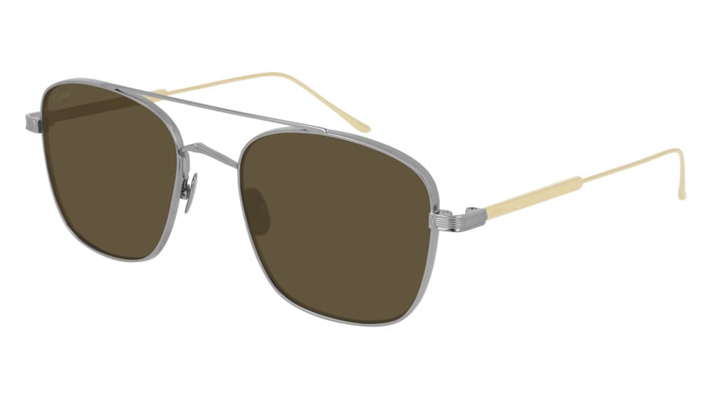 Cartier CT0163S 007 Sunglasses Ruthenium Gold 55mm Men